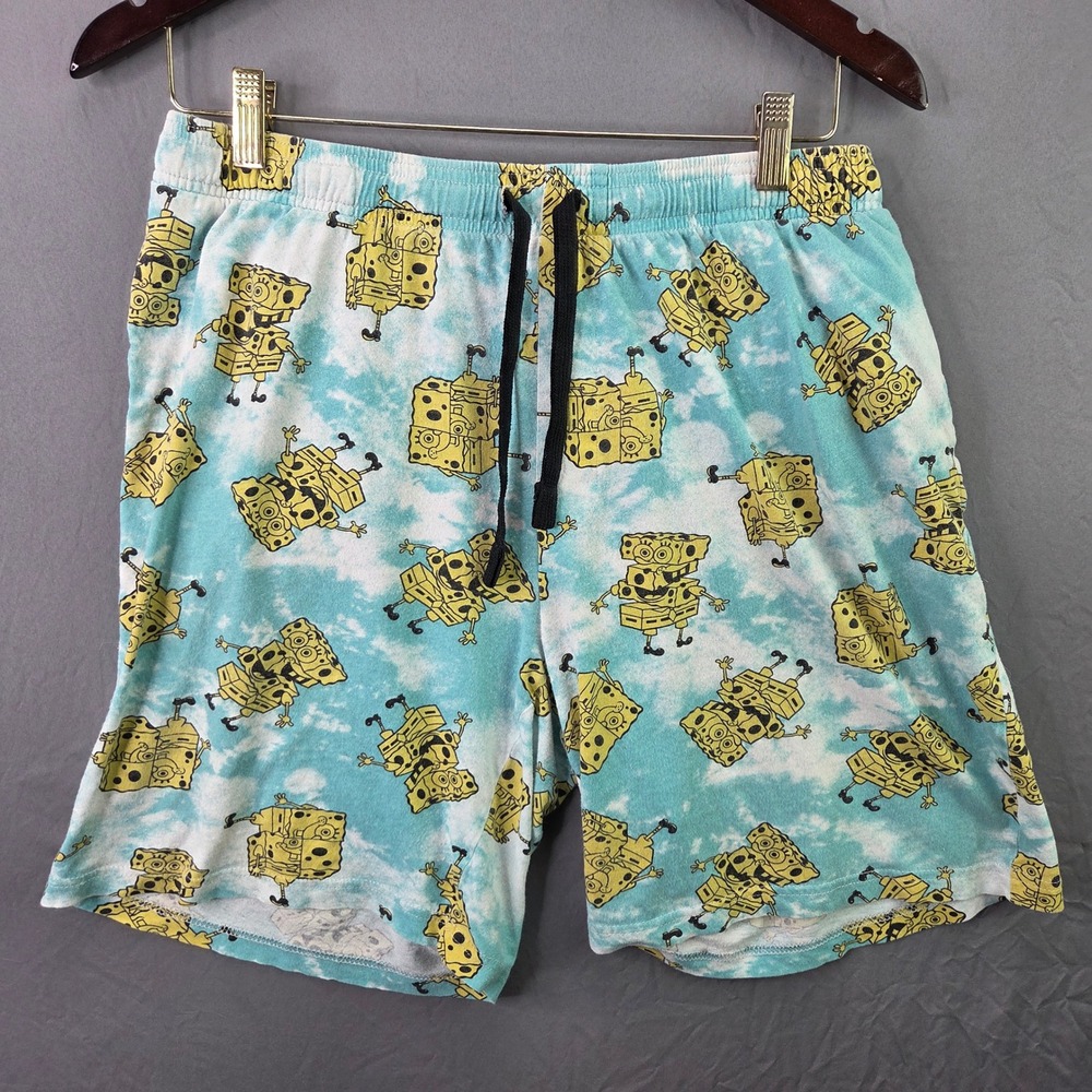 SpongeBob SquarePants Sleep Shorts Mens Large Blue Tie Dye Good Lounge Pajamas